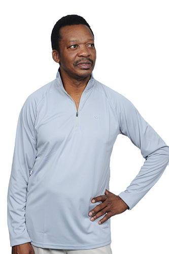 Mens Long Sleeve Quarter-Zip Activewear Top in Grey