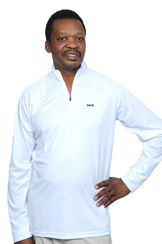 Mens Long Sleeve Quarter-Zip Activewear Top in White